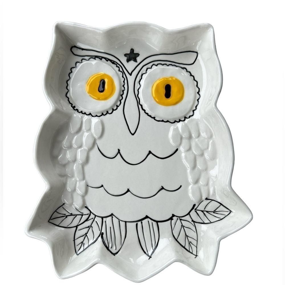 Anthropologie Francesca Kaye Halloween Magic Owl Dessert Plate New With Tags - Picture 2 of 6
